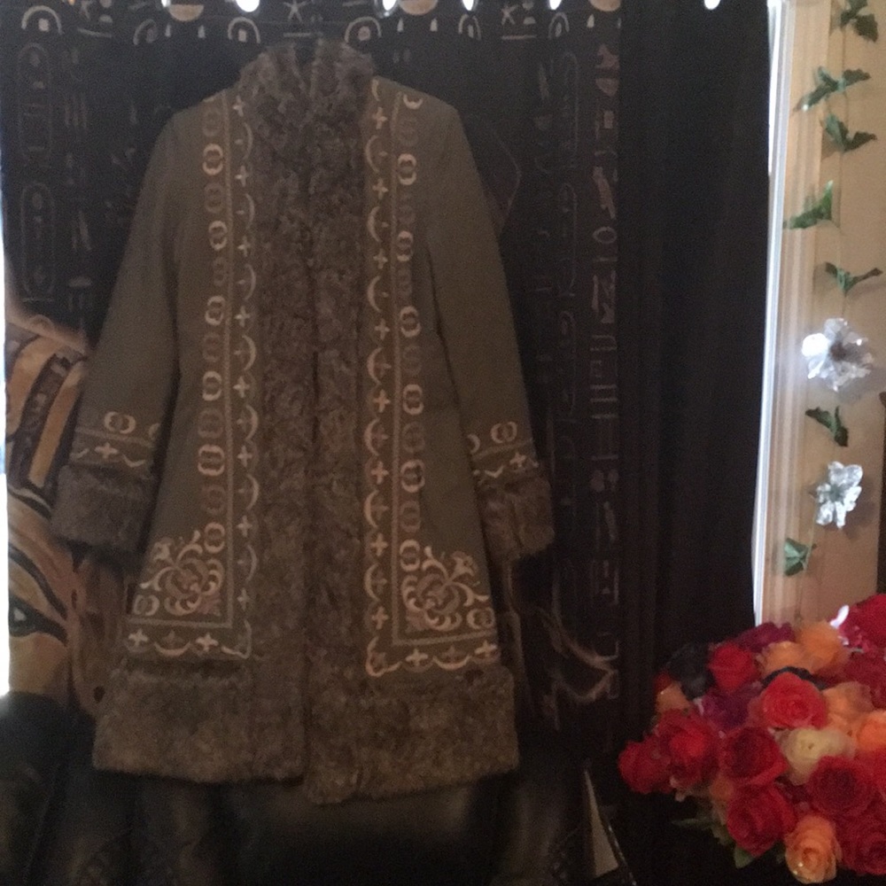 Vintage embroidered afghan hippie hobo jacket UK size 12